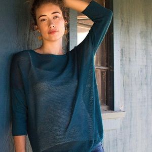 Indigenous Organic Pima Cotton Blue Mesh Sweater